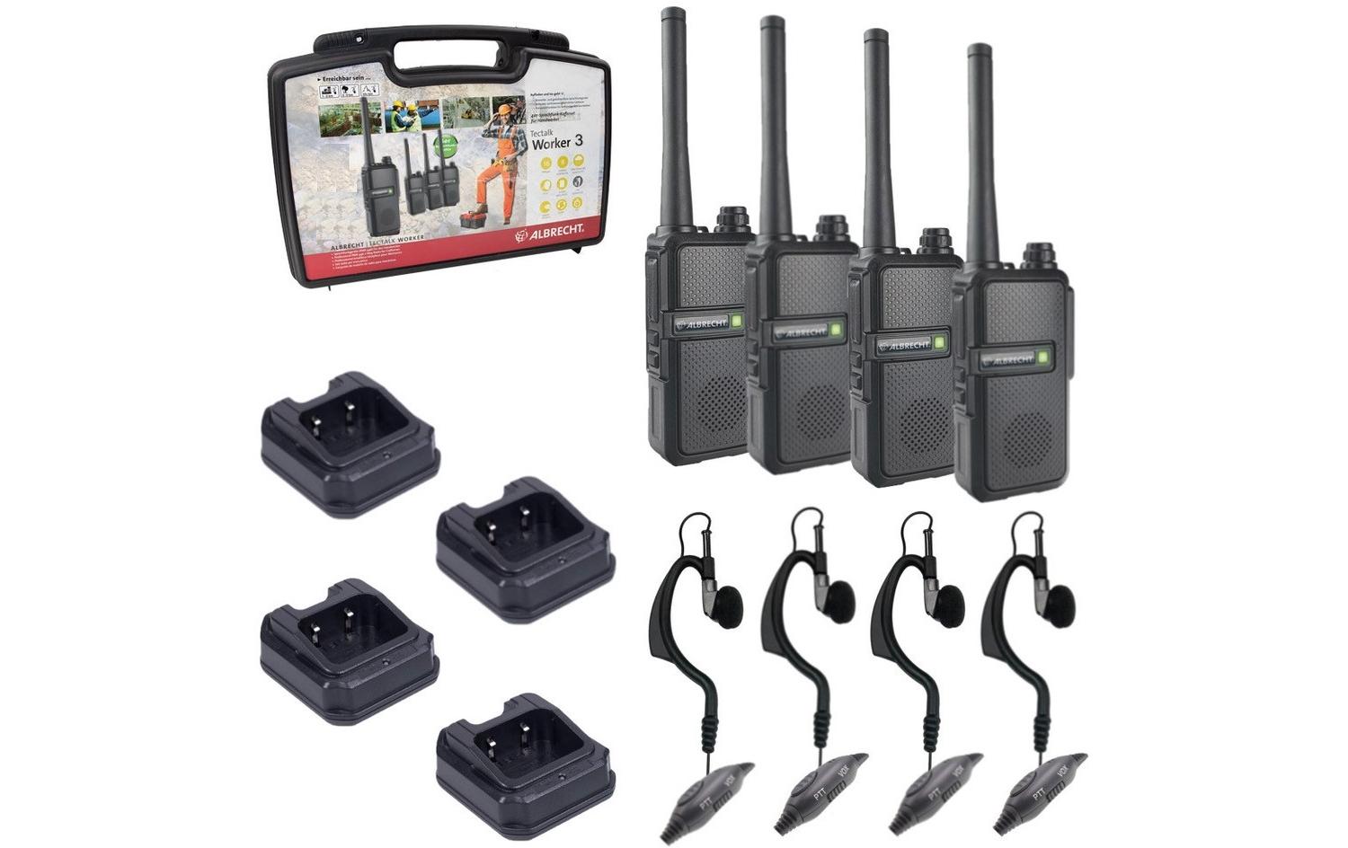 Albrecht Tectalk Worker 3 PMR-Funkgerät 4er-Set 16 Kanäle 0,5 W bis 10 km Reichweite