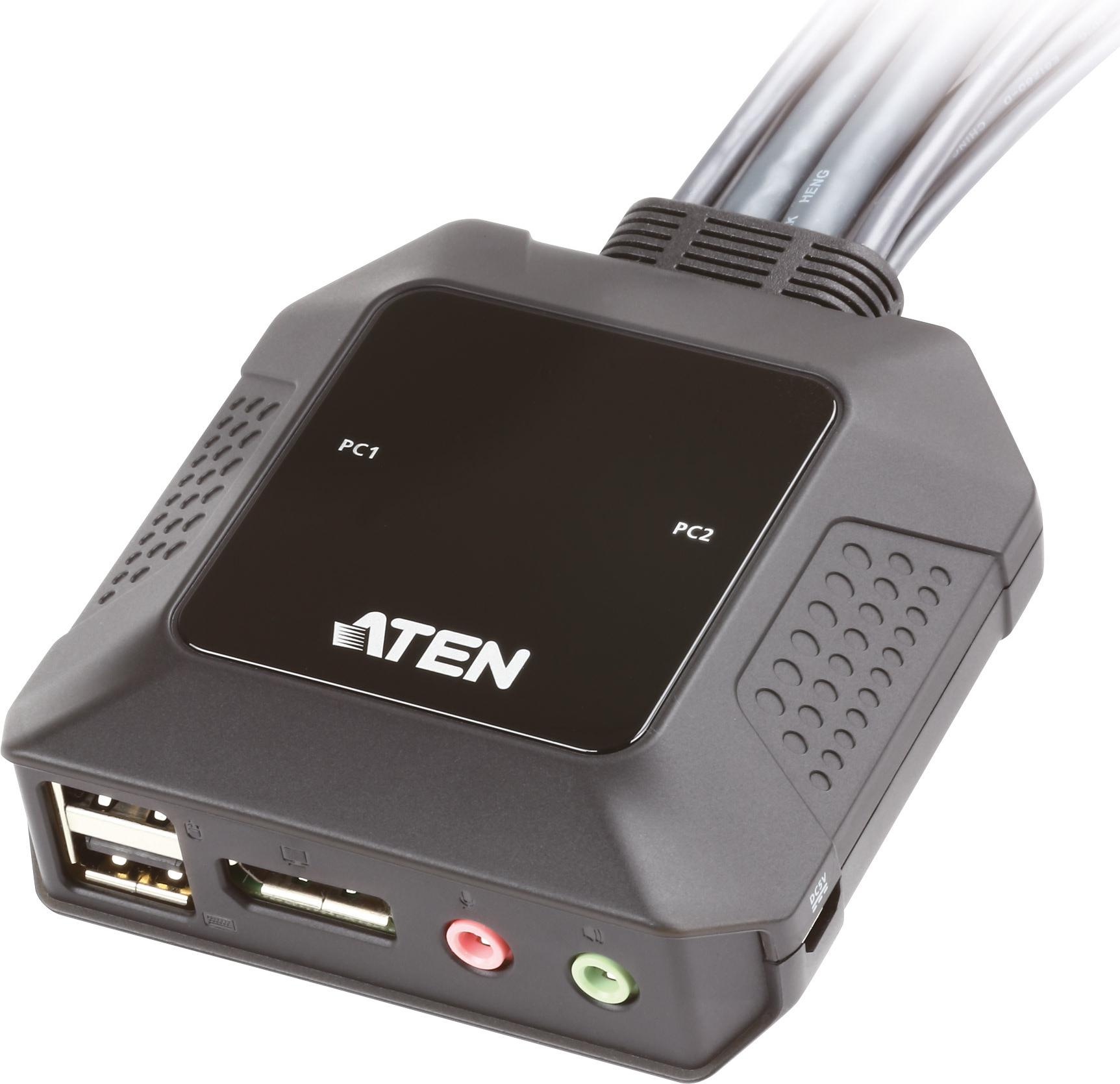 ATEN CS22DP 2-Port USB DisplayPort Kabel-KVM-Switch Schwarz