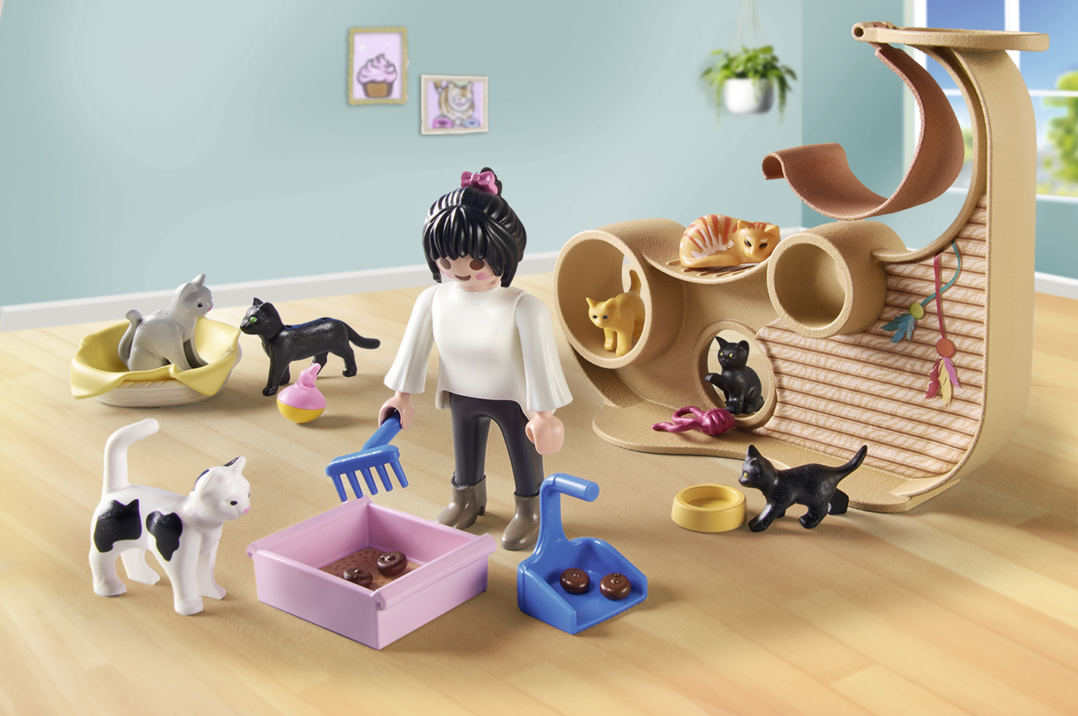 PLAYMOBIL My Life Katzencafé 71744, 61 Teile, Mehrfarbig
