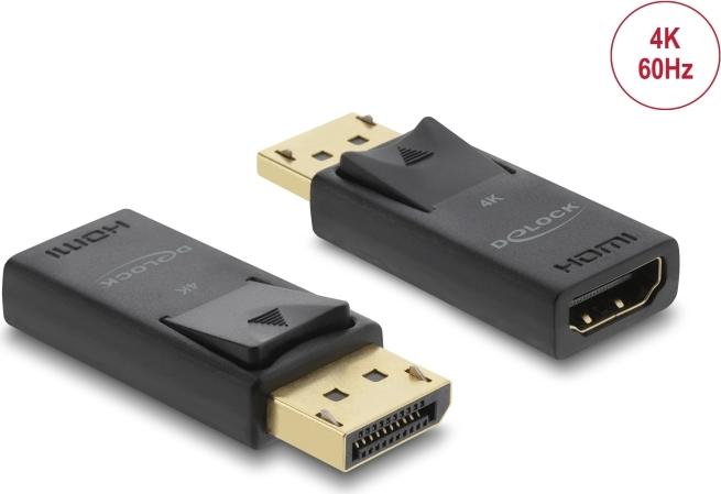 Delock Aktiver DisplayPort 1.2 zu HDMI Adapter 4K mit HDR Funktion (61086)