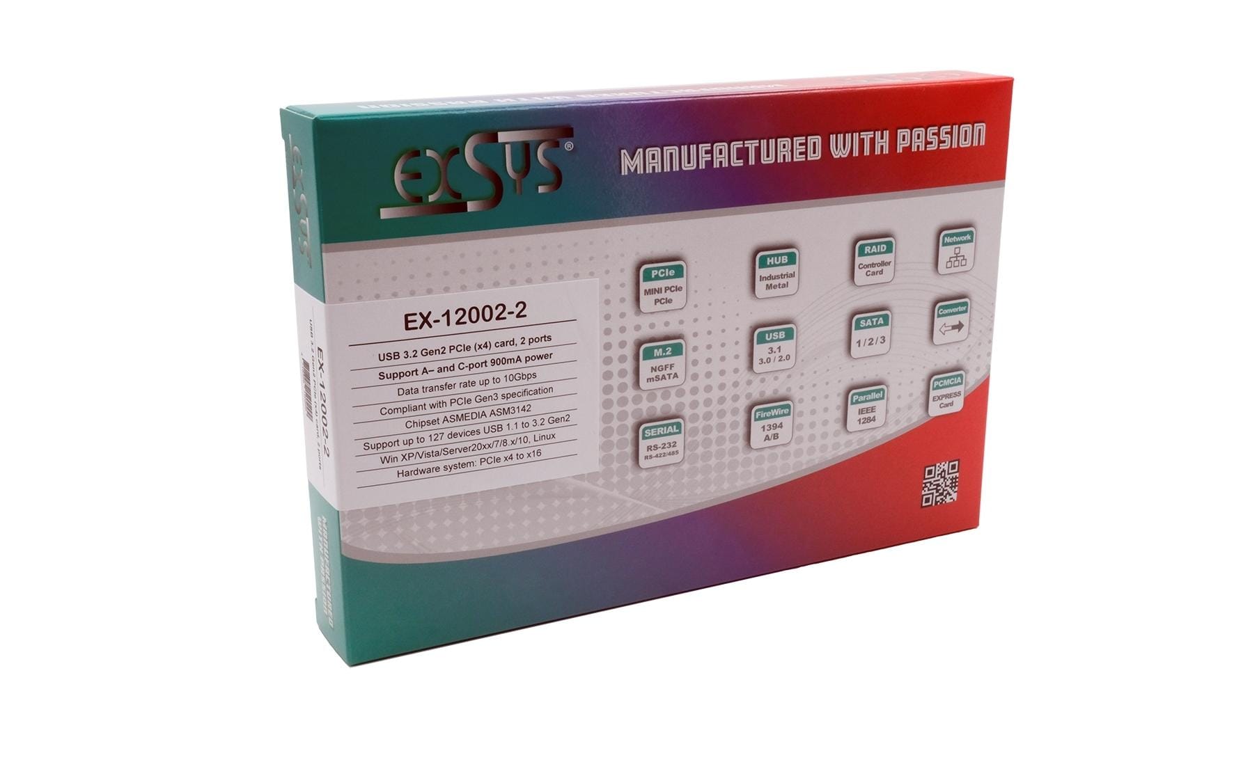 Exsys EX-12002-2 PCIe Schnittstellenkarte, USB 3.2 Gen 2, 10 Gbit/s, 2 Ports