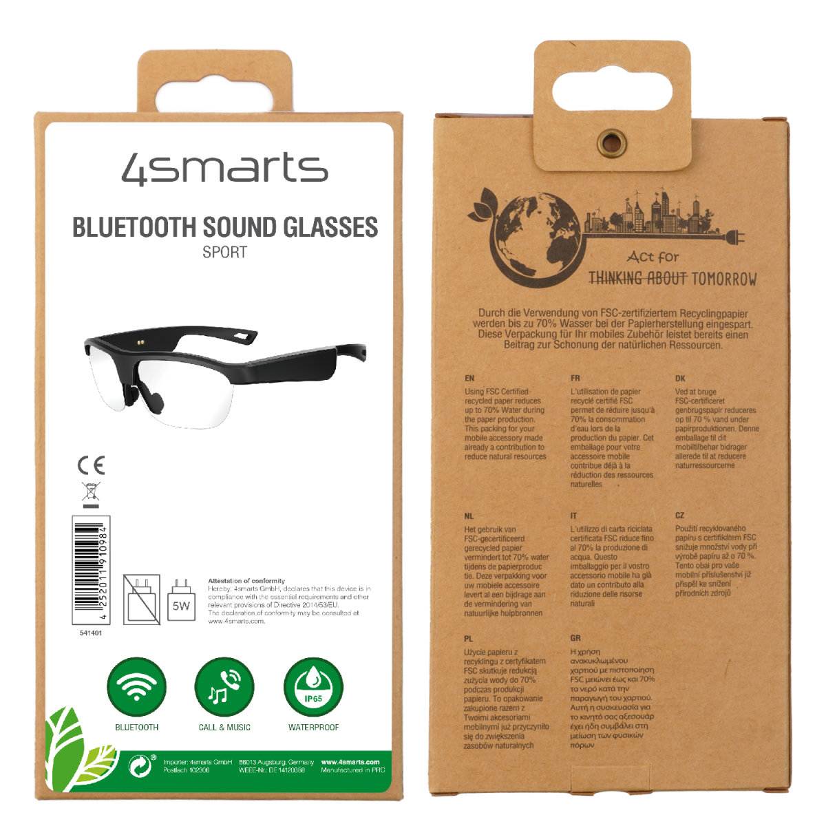 4smarts Bluetooth SoundGlasses Sport Schwarz