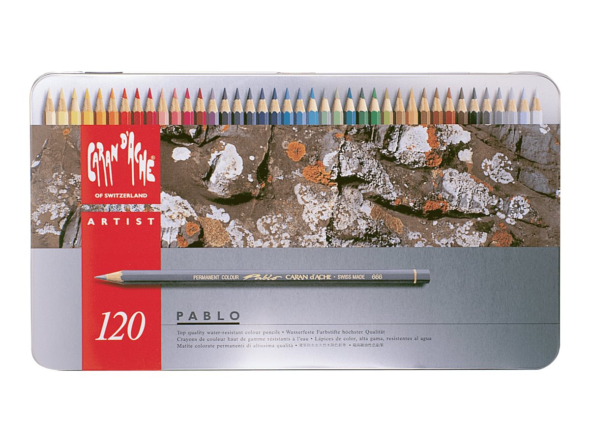 Caran d'Ache Pablo Buntstifte 120er Metalletui Zedernholz 3,8 mm