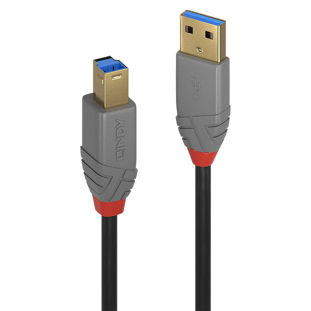 Lindy 1m USB 3.2 Typ A an B Kabel, 5GBit/s, Anthra Line USB Typ A Stecker an B Stecker (36741)