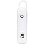 Manhattan Single Ear Bluetooth Headset (Clearance Pricing), Omnidirectional Mic, Integrated Controls, White, 10 hour usage time, Range 10m, USB-A charging cable included, Bluetooth v4.0, 3 year warranty, Boxed (179621)