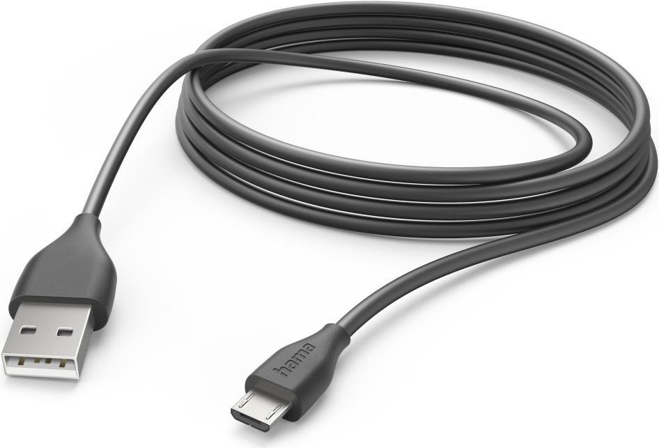 Hama Ladekabel, USB-A - Micro-USB, 3 m, Schwarz (00201588)