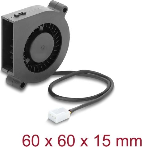 Delock Radiallüfter / Lüftergebläse 12 V DC 60 x 60 x 15 mm mit 3-Pin Lüfteranschluss, schwarz (67491)