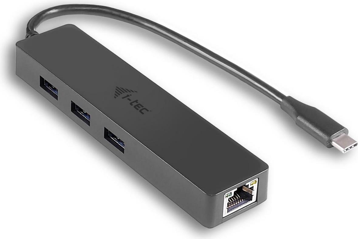 i-tec USB-C Slim HUB 3-Port mit Gigabit Ethernet Adapter Schwarz