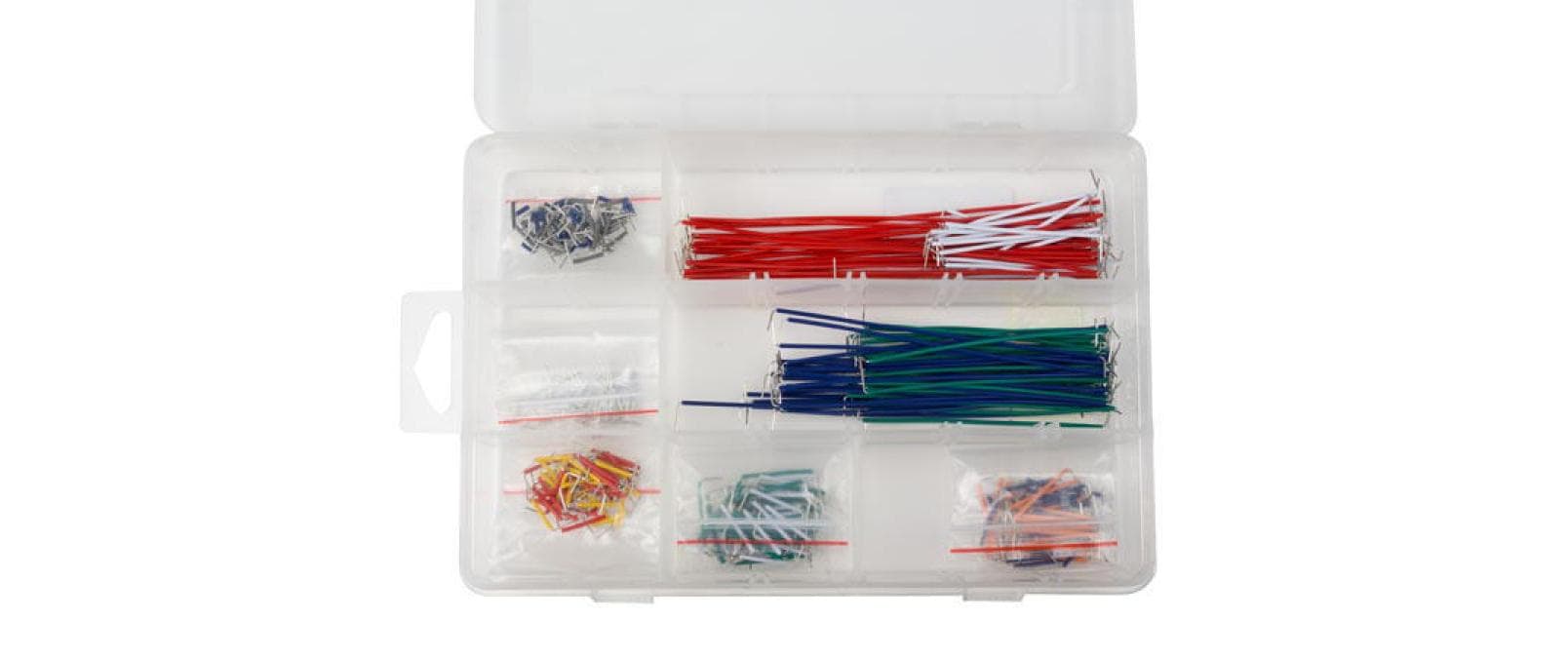 Velleman WJW351 Steckbrücken-Set 350-teilig mit Aufbewahrungsbox Blau, Grün, Grau, Orange, Rot, Weiß, Gelb