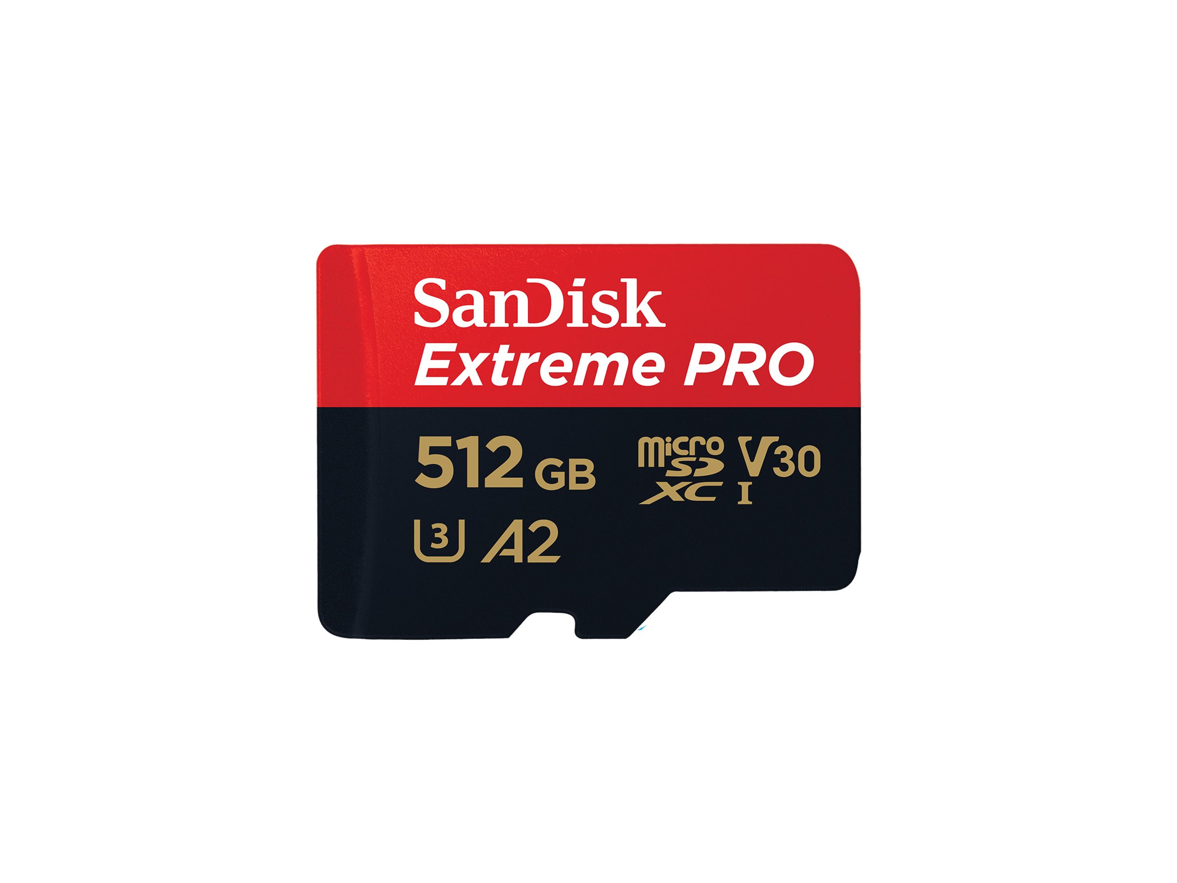 SanDisk Extreme PRO microSDXC 512 GB A2 V30 UHS-I U3 bis 200 MB/s Schwarz, Rot