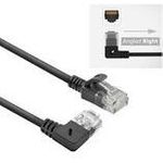 ACT Black 3 meters U/UTP CAT6A LSZH Slimline patch cable with RJ45 connectors 90? angled right to straight (DC2903)
