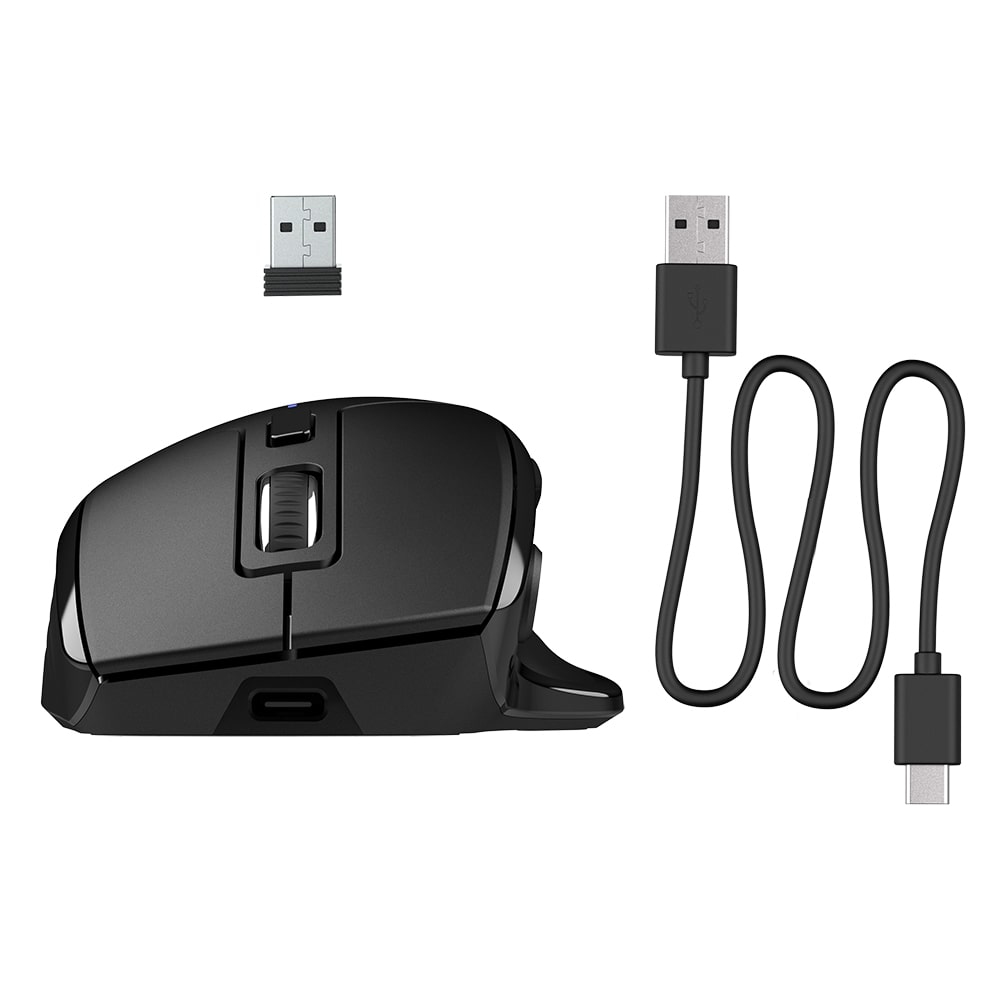 JLab JBuds Maus kabellos Bluetooth 5.2 + 2,4 GHz USB optisch 2400 DPI Schwarz