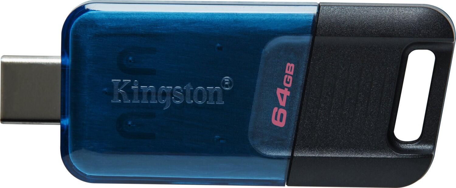 Kingston Technology DataTraveler 80 USB-Stick 64 GB USB Typ-C 3.2 Gen 1 (3.1 Gen 1) Schwarz - Blau (DT80M/64GB)