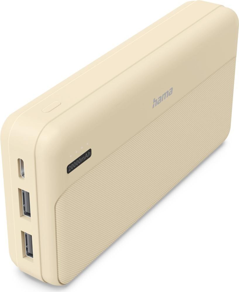 Hama Power Pack Pocket 20, 20000mAh, Ausgänge: 2x USB-A, Sand (00201775)