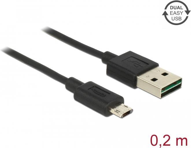 Easy USB Kabel Delock A -> Micro-B St/St 2.00m schwarz