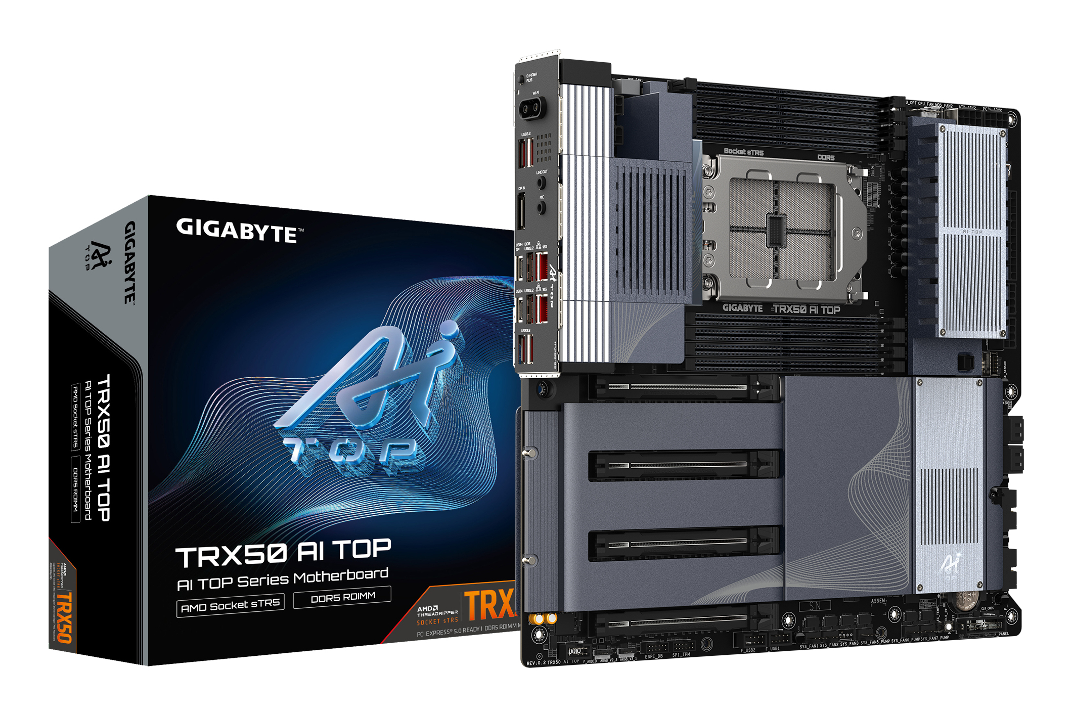 Gigabyte TRX50 AI TOP Mainboard E-ATX Sockel sTR5 DDR5 Schwarz