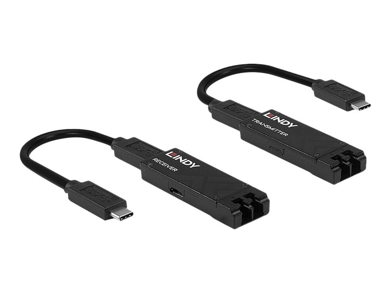 Lindy 43312 USB 3.2 Gen 2 Glasfaser-Extender 100 m Schwarz