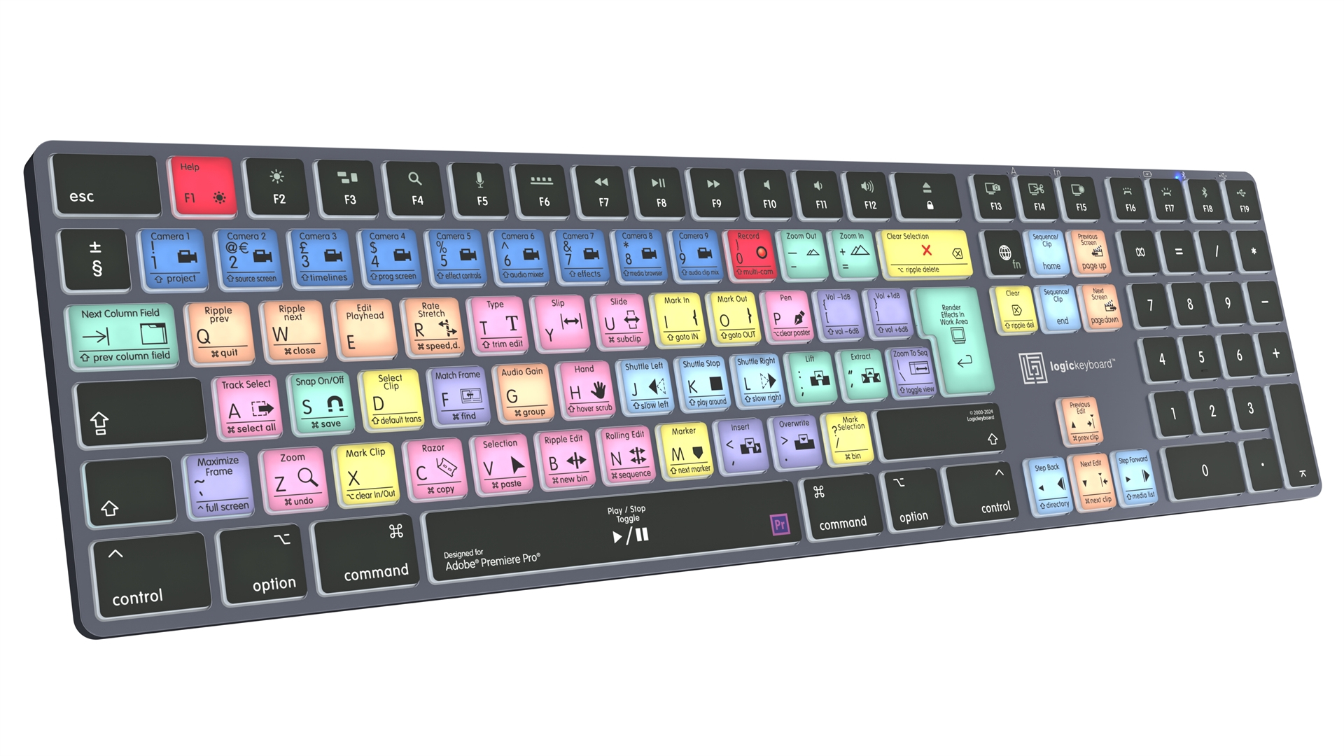 Logickeyboard Adobe Premiere Pro CC Titan DE Mac Tastatur Grau, Titan