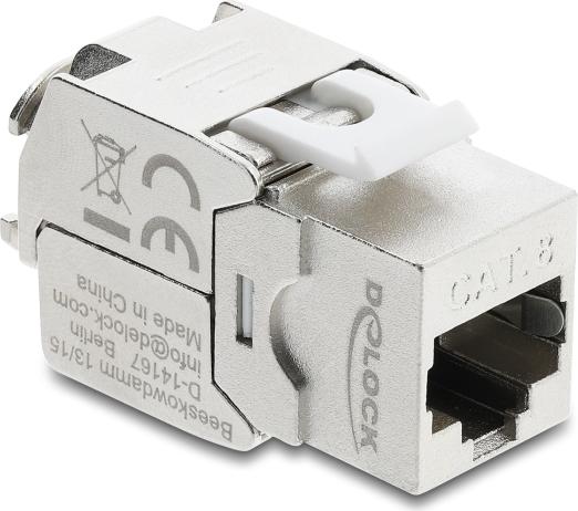 Delock Keystone Modul RJ45 Buchse zu LSA Cat.8.1 geschirmt werkzeugfrei (90715)