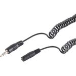 S/CONN maximum connectivity Klinken Kabel Verlängerung-Klinkenstecker 3,5mm Stereo auf Klinkenkupplung 3,5mm Stereo, Spiralkabel, 3,0m (30815)