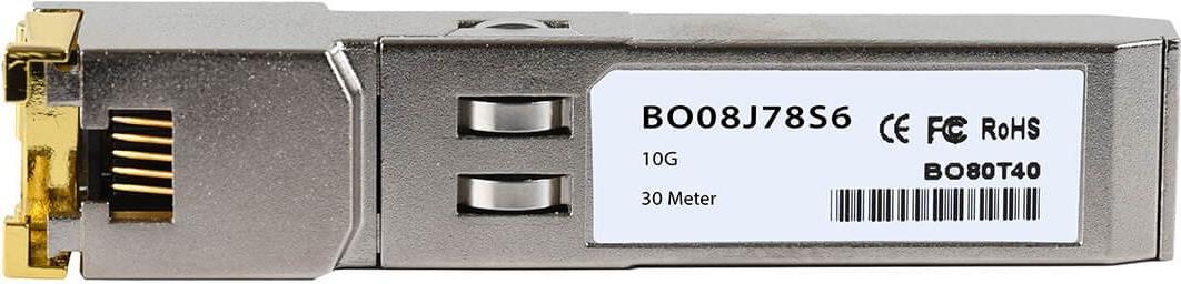 BlueOptics 10338. SFP Transceiver-Typ: Kupfer, Maximale Datenübertragungsrate: 10000 Mbit/s, Schnittstelle: SFP+. Produktfarbe: Silber. Gewicht: 20 g. Anzahl enthaltener Produkte: 1 Stück(e), Paketgewicht: 30 g (10338-BO)