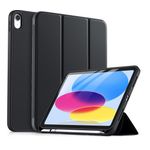 drivego Hülle für iPad 11 Generation A16 2025/10 Generation 2022/ (11/10.9 Zoll) mit Stifthalter, Trifold Ständer, Auto Ruhen/Wecken, Flexible TPU Cover Hülle für iPad 10. Gen/11. Gen, Schwarz
