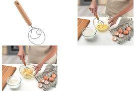 metaltex Dänischer Schneebesen Arizona, Buchenholz-Griff Farbe: Braun/Edelstahl, robuste Edelstahl-Schlaufen - 1 Stück (238412000)