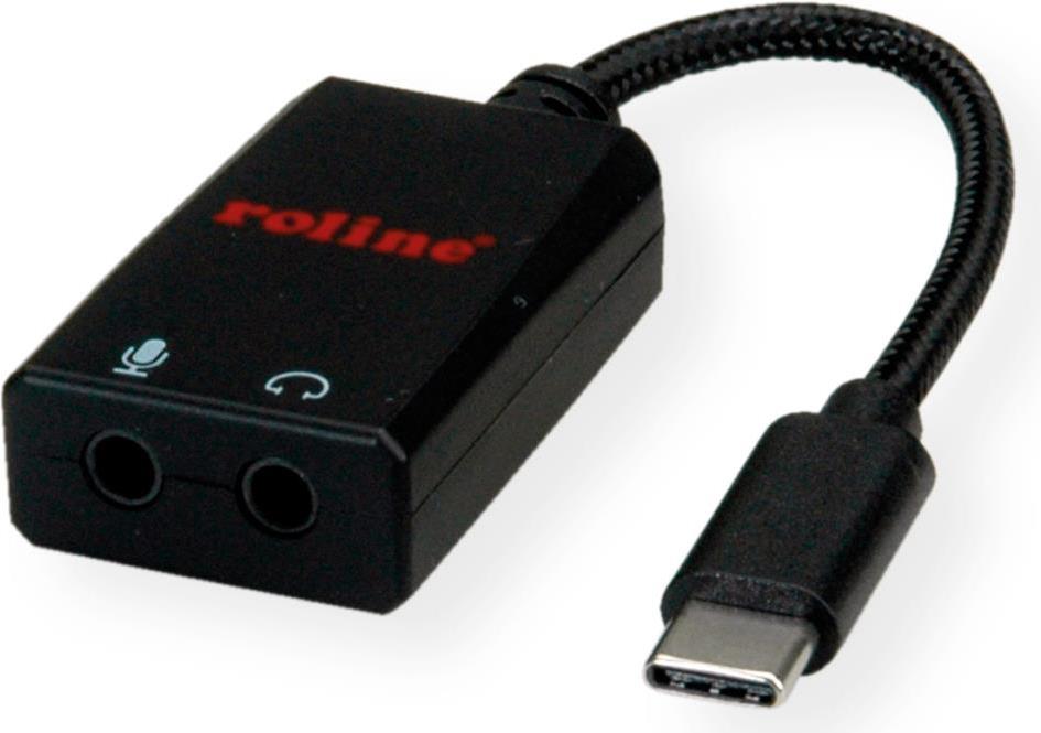 ROLINE Adapter USB Typ C - 2x 3,5mm Audio, 0,13 m (12.03.3209)