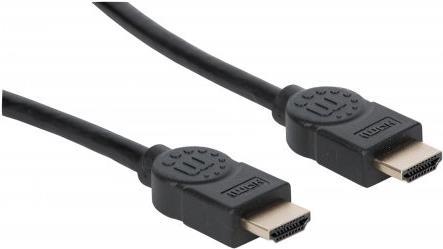 MANHATTAN Premium High Speed HDMI-Kabel mit Ethernet-Kanal 4K@60Hz, HEC, ARC, 3D, 18 Gbit/s Bandbreite, HDMI-Stecker auf HDMI-Stecker, geschirmt, schwarz, 1 m (354837)