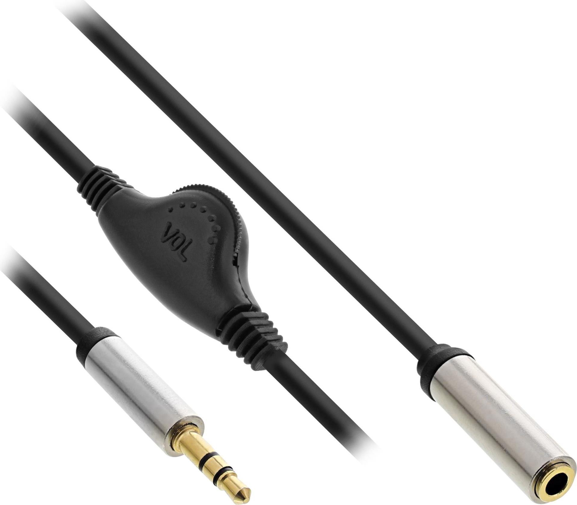 InLine® Slim Audio Kabel Klinke 3,5mm ST / BU, mit Lautstärkeregler, 0,25m (99253B)