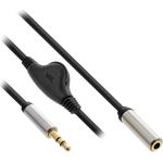 InLine® Slim Audio Kabel Klinke 3,5mm ST / BU, mit Lautstärkeregler, 0,25m (99253B)