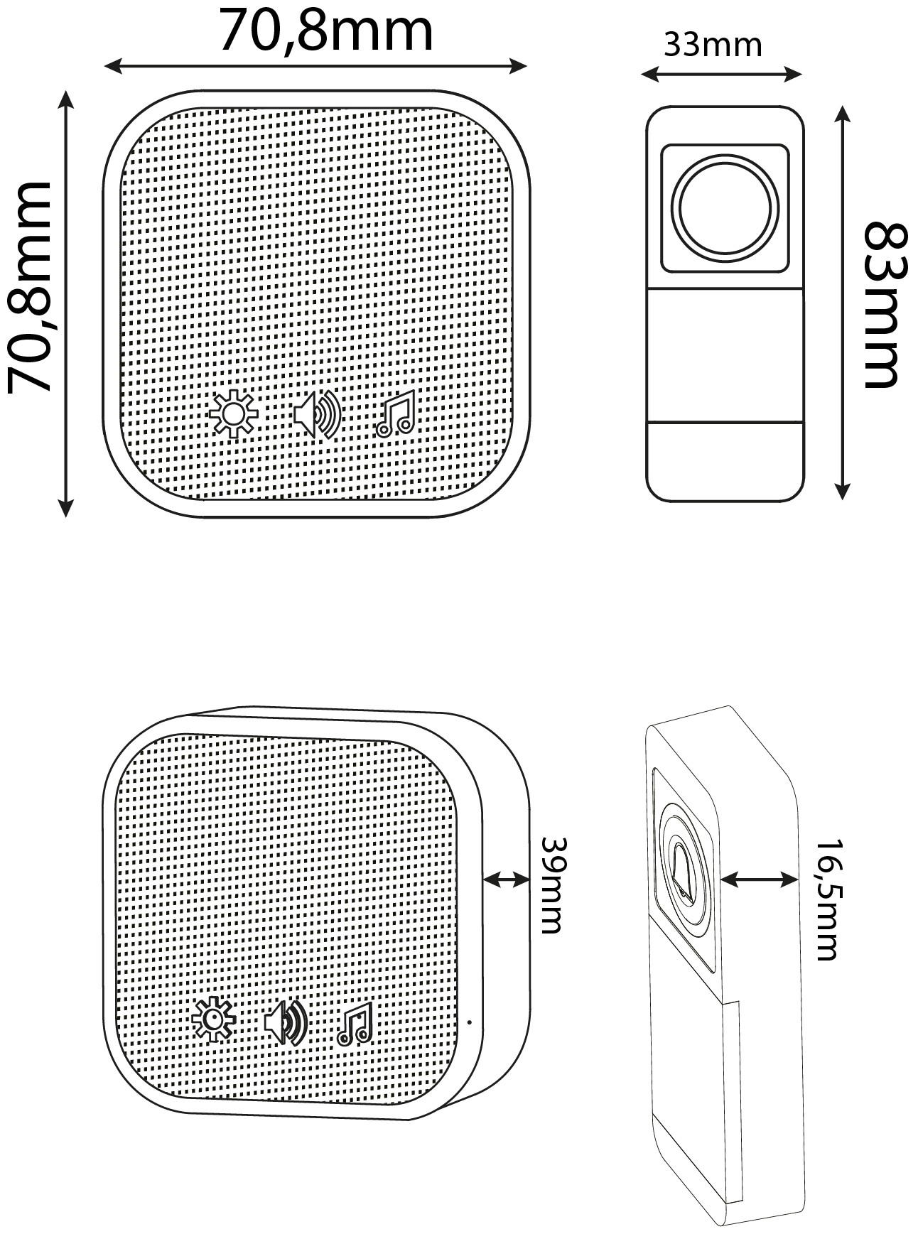 ENTAC Türklingel Kabellos AC Plug-in IP44 150 m Reichweite Weiß