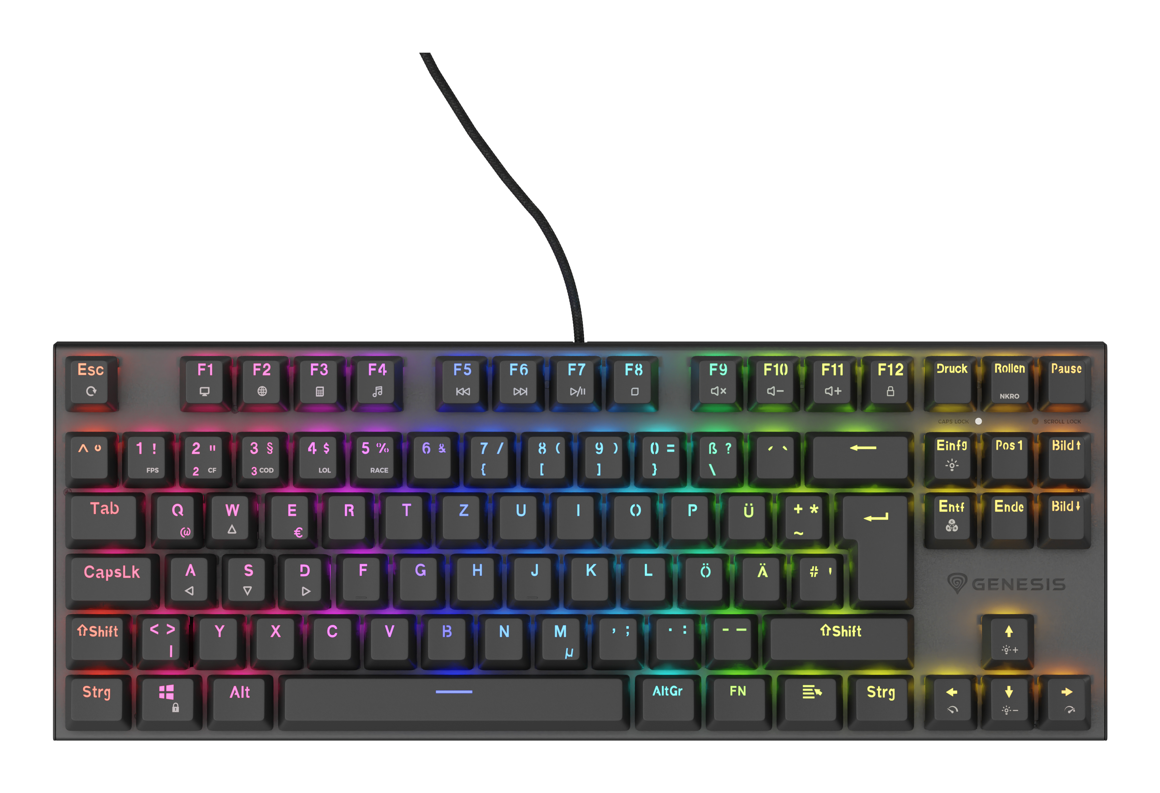 Genesis Thor 303 TKL Gaming Tastatur QWERTZ RGB-LED Schwarz