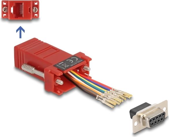 Delock D-Sub 9 Pin Buchse zu RJ45 Montagesatz rot (67106)