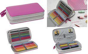 EBERHARD FABER Schüleretui Double Decker, 30-teilig, pink Material: Leder/Polyester, Maße: (B)190 x (T)110 x (H)50 mm, - 1 Stück (577429)