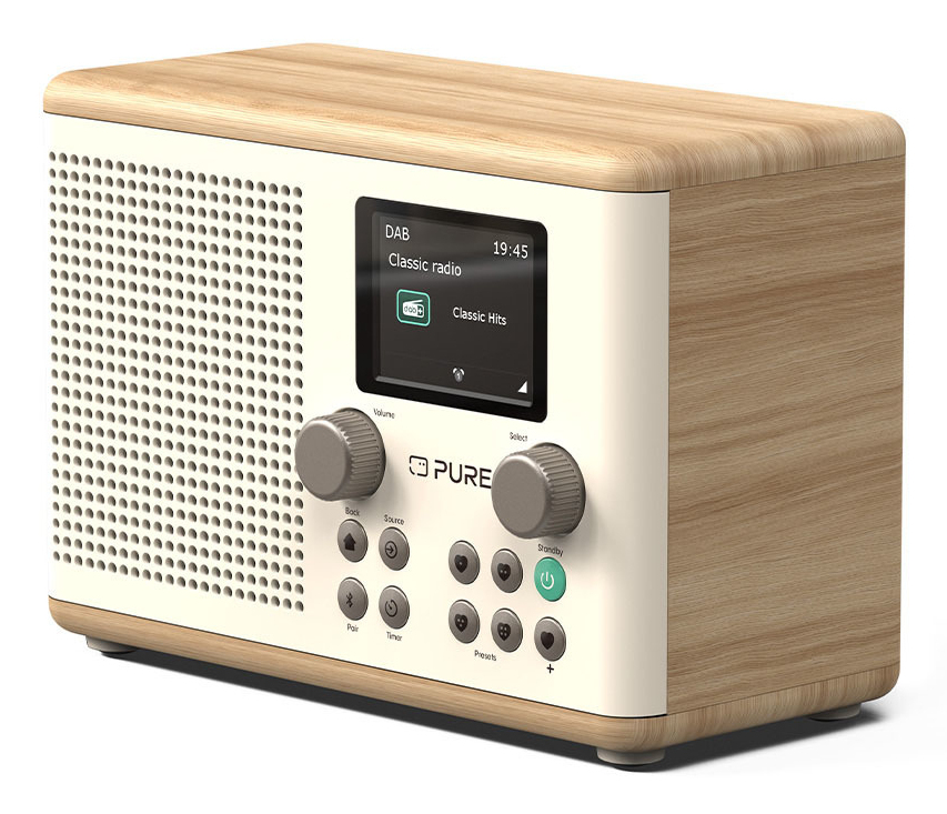 Pure Classic H4 Tragbares DAB+/FM-Radio 10 W Cotton White, Oak