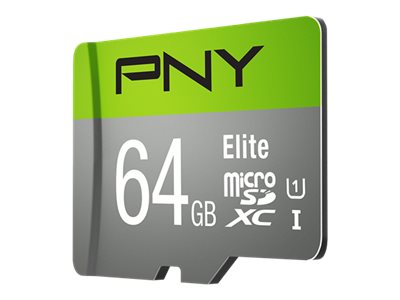PNY Elite 64 GB microSDXC UHS-I Class 10 Grün, Grau