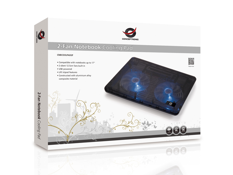 Conceptronic CNBCOOLPAD2F Notebook-Kühlpad 15,6" Schwarz