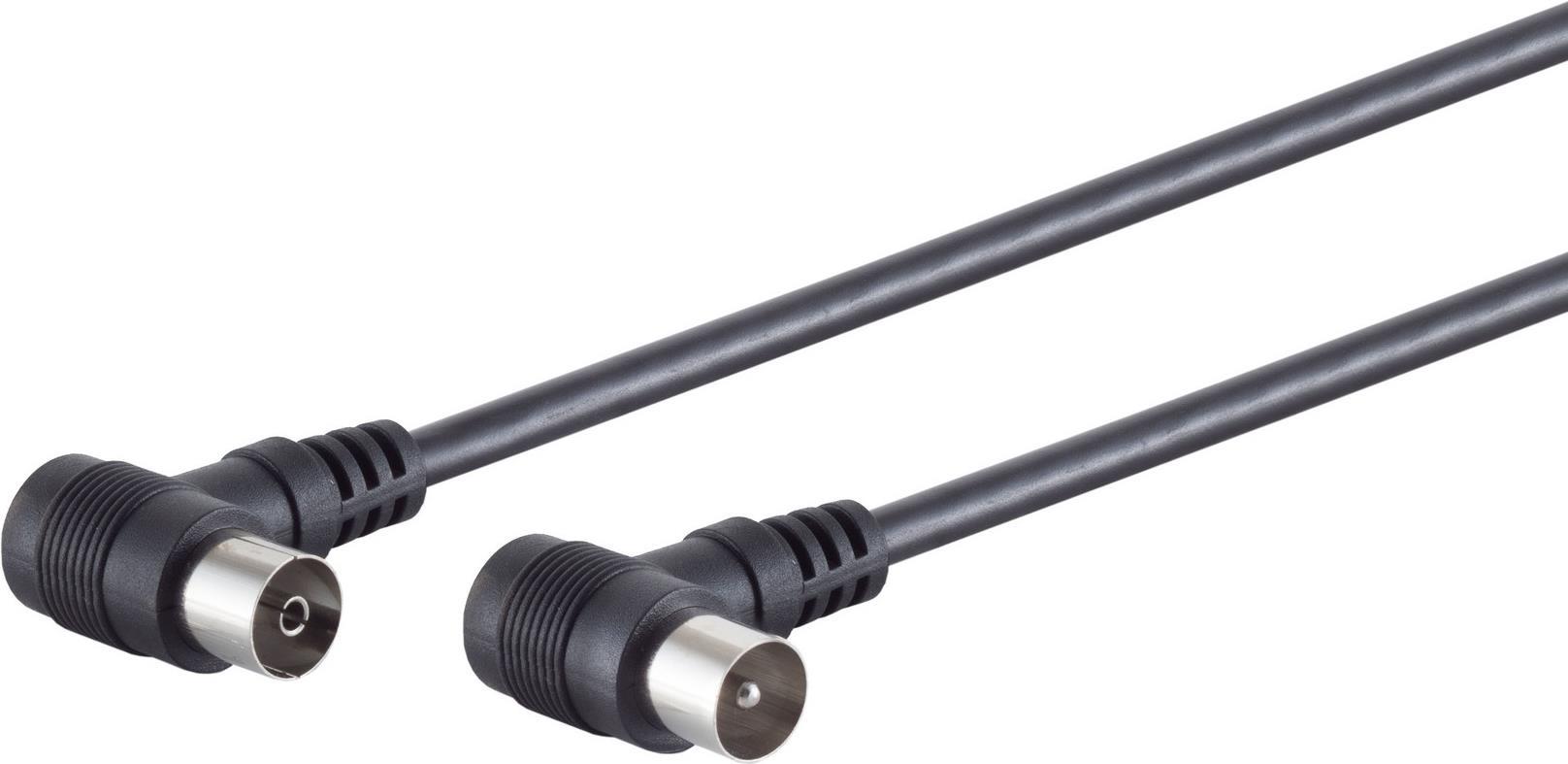 S/CONN maximum connectivity Antennenkabel, 100% geschirmt, Koax-Stecker Winkel auf Koax-Kupplung Winkel, BK-tauglich, > 80 dB, schwarz, 5,0m (80085-32S)