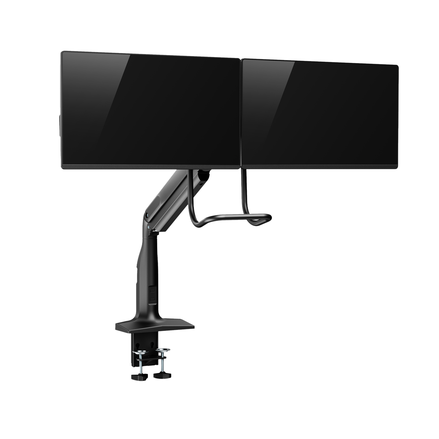 V7 DM1HDD Gasfeder-Tischhalterung für zwei Monitore bis 27" 10 kg VESA 75x75/100x100 mm Schwarz