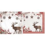 PAPSTAR Weihnachts-Motivservietten "X-mas Deer" 400 x 400 mm, bedruckt, 1/4 Falz, 3-lagig - 1 Stück (37222)
