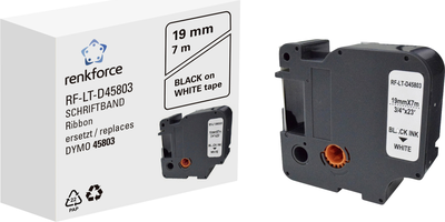 Schriftband Renkforce RF-LT-D45803 Kompatibel ersetzt DYMO D1 - 45803 19 mm Bandfarbe: Weiß Schriftfarbe: Schwarz 7 m (RF-6027838)