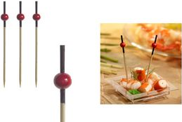 PAPSTAR Fingerfood-Spieße "Red Pearl", Länge: 70 mm aus Holz mit einer roten Perle, in Pappbox - 1 Stück (81006)