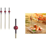 PAPSTAR Fingerfood-Spieße "Red Pearl", Länge: 70 mm aus Holz mit einer roten Perle, in Pappbox - 1 Stück (81006)