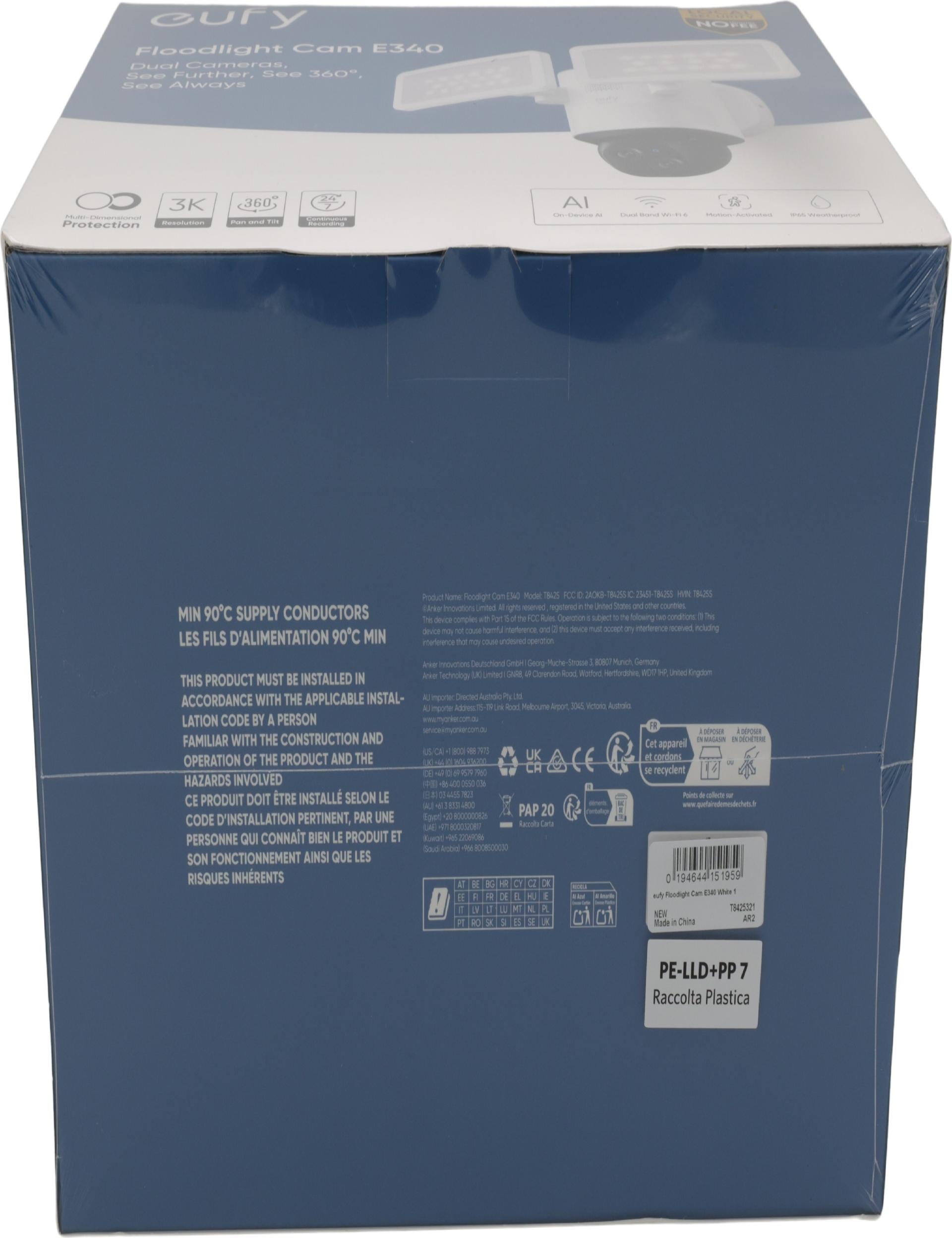 Anker Eufy E340 Floodlight IP-Sicherheitskamera 3K Schwarz, Weiß