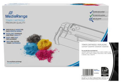 MediaRange Tonerkartusche kompatibel mit Lexmark E260A11E/E260A21E/E260A31E MRLXT260A 3.500 Seiten Schwarz