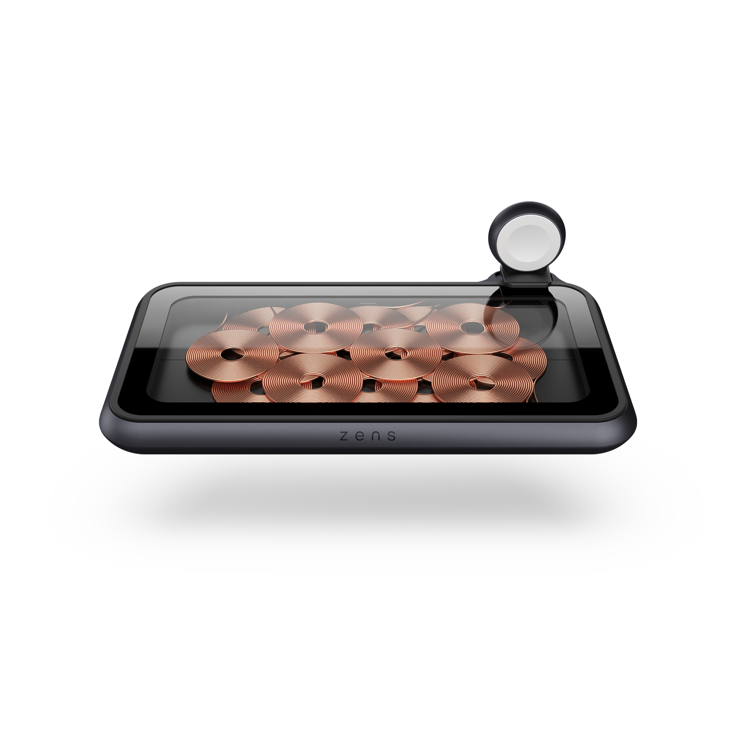 Zens Liberty Series Glass Edition Wireless Charger 16 Spulen 2x 15W Qi Schwarz, Kupfer