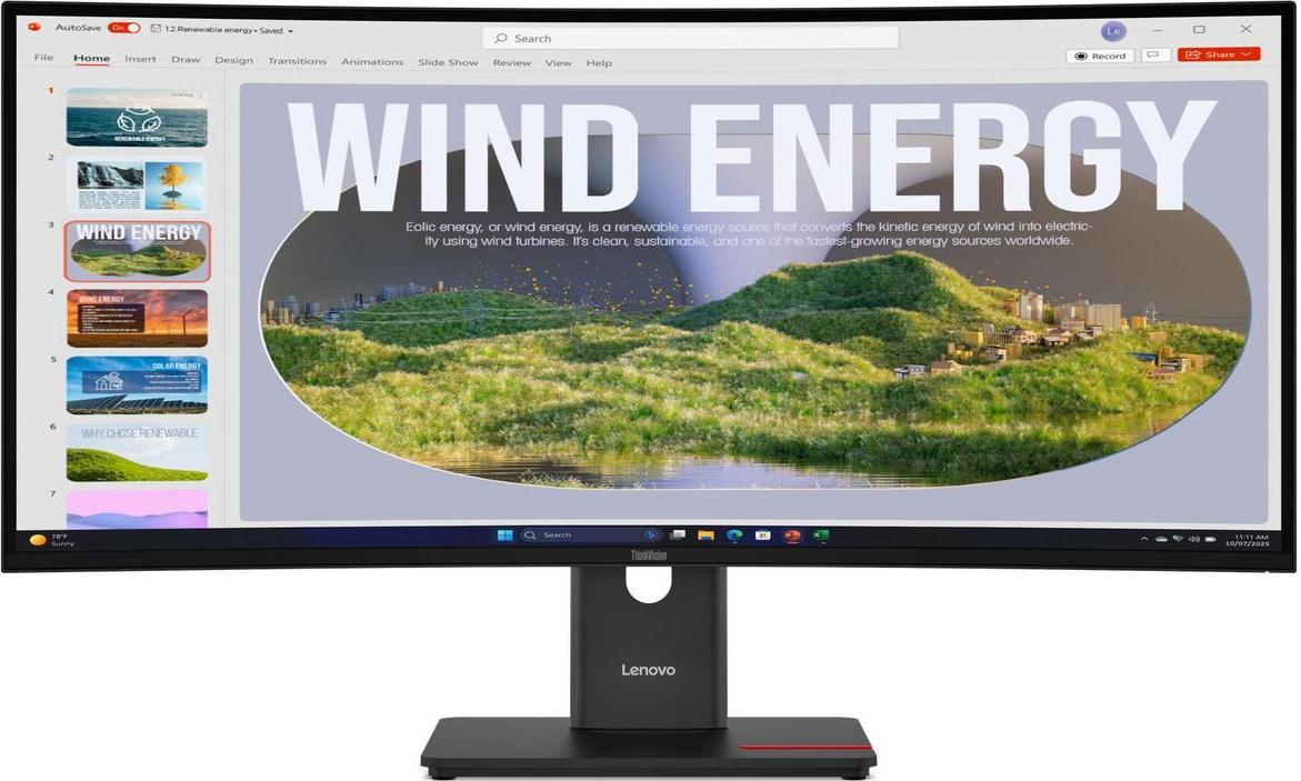 Lenovo ThinkVision T34WD-40 34" Curved WQHD 3440 x 1440 120 Hz VA Schwarz