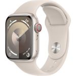 APPLE Watch Series 9 GPS + Cellular 41mm Starlight Aluminium Case with Starlight Sport Band - S/M (MRHN3QF/A)