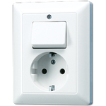 JUNG AS 5576 U WW. Buchsen-Typ: CEE 7/3. Produktfarbe: Weiß, Material: Duroplast. Eingangsspannung: 250 V. Breite: 80,5 mm, Tiefe: 105 mm (AS5576UWW)